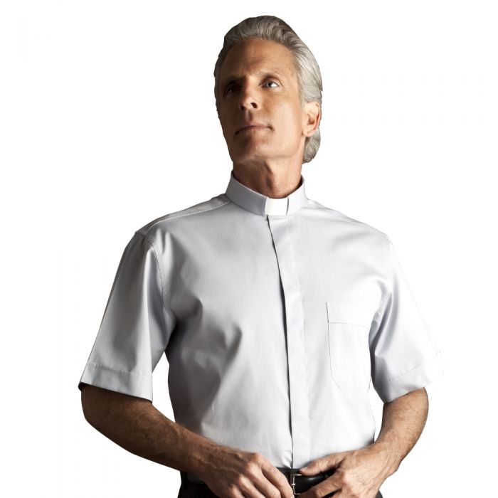 Camicia da sacerdote Clergy manica corta puro cotone - art. 157