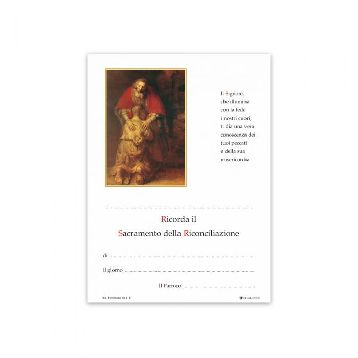 Pergamena 10x15 cm Riconciliazione - art. 256